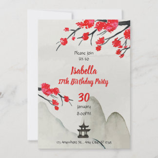 Chinese Birthday Invitation template New year invi