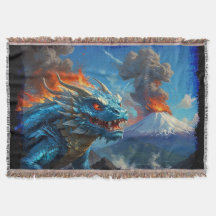 Chinese Blue Dragon and Volcano