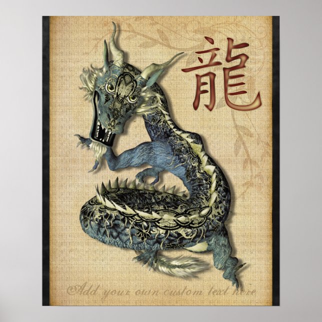 Chinese Blue Dragon Custom Print (Front)