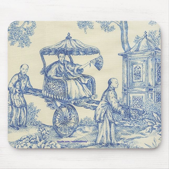 Chinese Blue Toile Mouse Pad (Front)