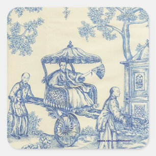 Chinese Blue Toile Square Sticker