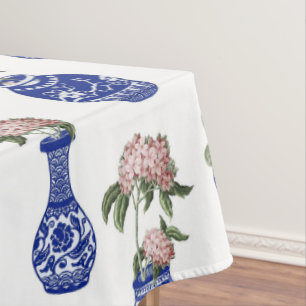  Chinese blue vases and flowers Tablecloth