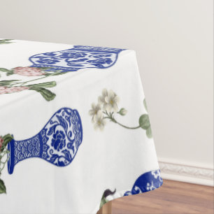  Chinese blue vases and flowers Tablecloth