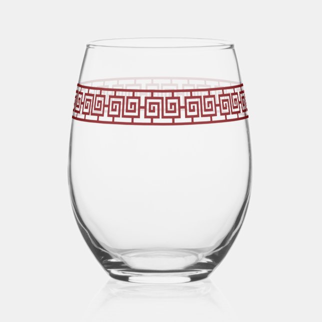 Chinese Border Stemless Wine Glass (Front)