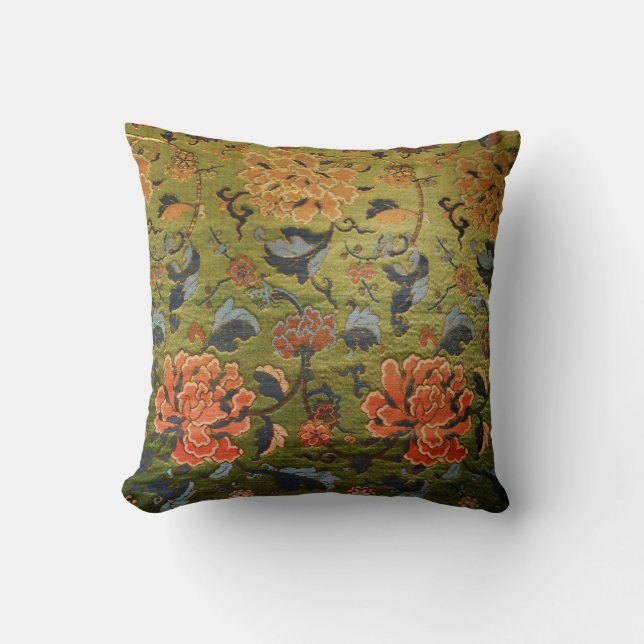 Chinese Brocade Green Cushion (Front)