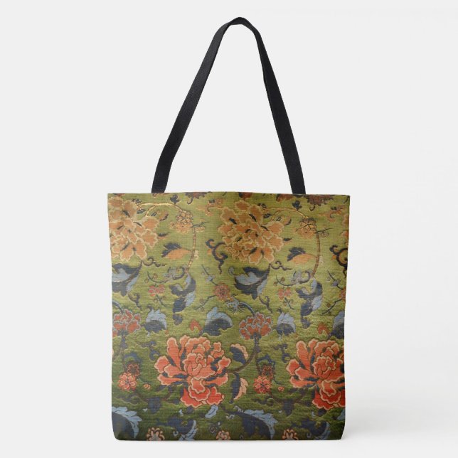 Chinese Brocade Green Tote Bag (Front)
