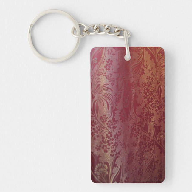 Chinese Brocade Pink Key Ring (Front)