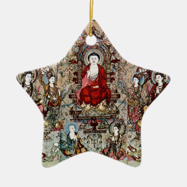 CHINESE BUDDHA PAINTING CERAMIC ORNAMENT (Front)
