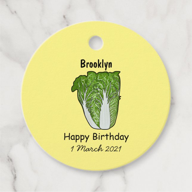 Chinese cabbage cartoon illustration favour tags (Front)