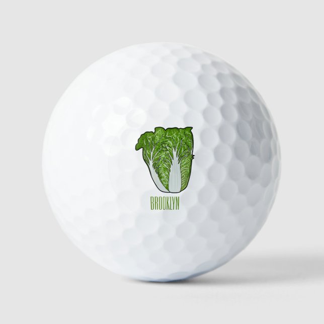 Chinese cabbage cartoon illustration  golf balls (Front)
