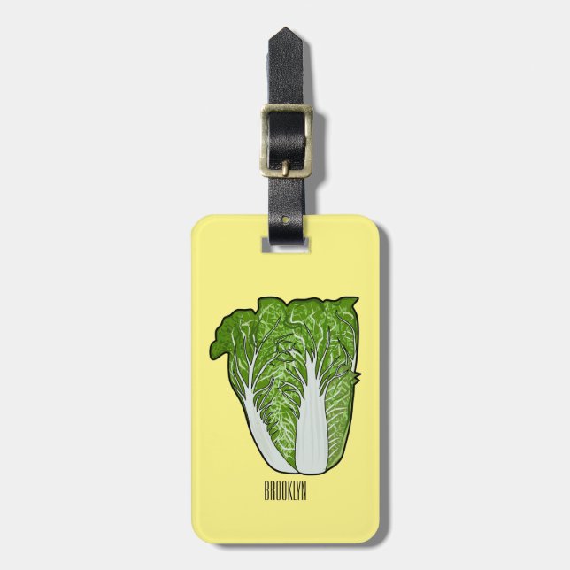 Chinese cabbage cartoon illustration luggage tag (Front Vertical)
