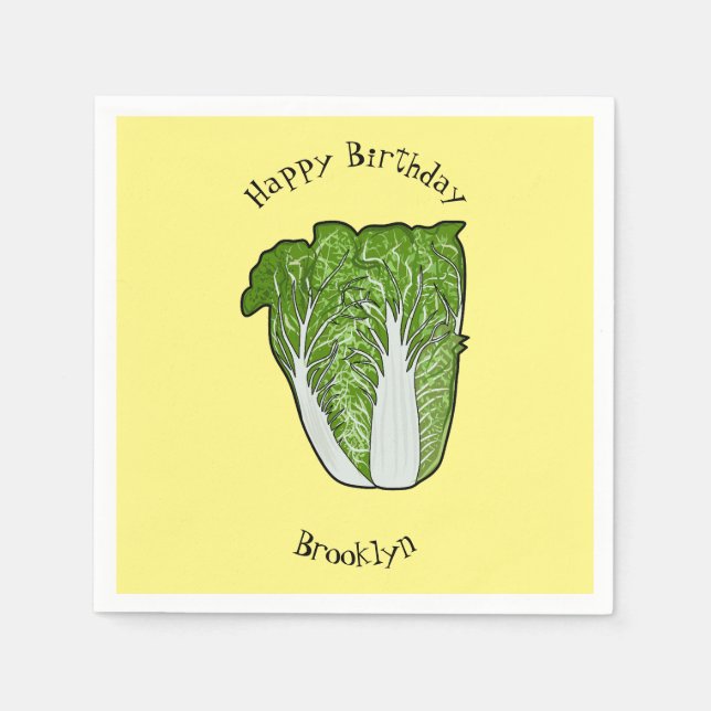 Chinese cabbage cartoon illustration napkin (Front)