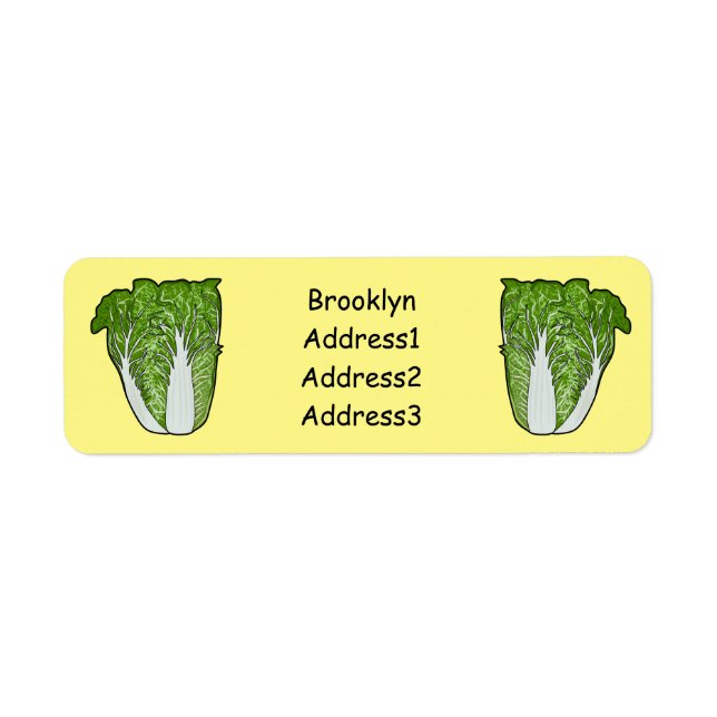 Chinese cabbage cartoon illustration return address label (Front)