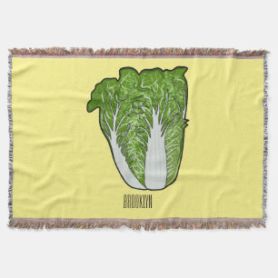 Chinese cabbage cartoon illustration throw blanket
