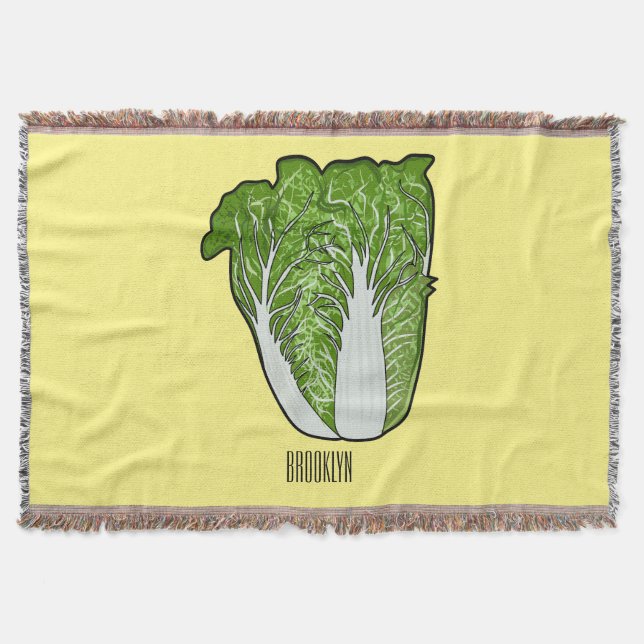 Chinese cabbage cartoon illustration  throw blanket (Front)