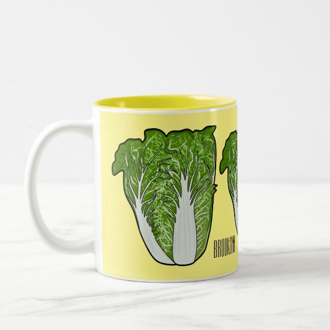 Chinese cabbage cartoon illustration  Two-Tone coffee mug (Left)