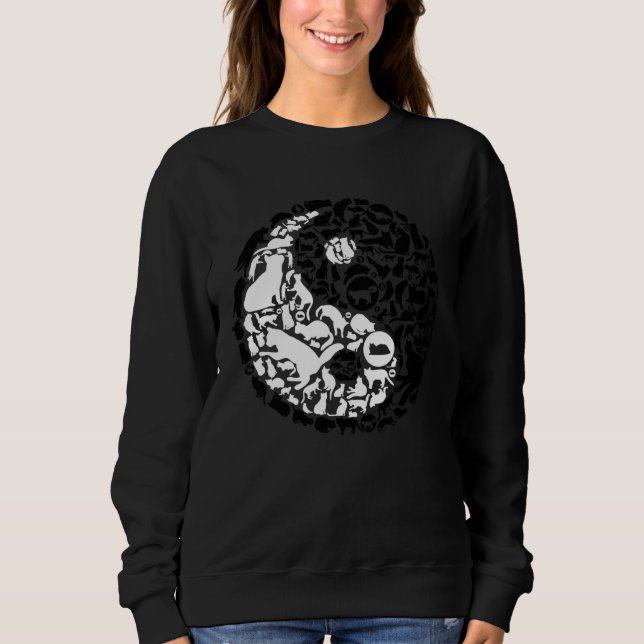 Chinese Cats Yin Yang Symbol Cat Sweatshirt (Front)