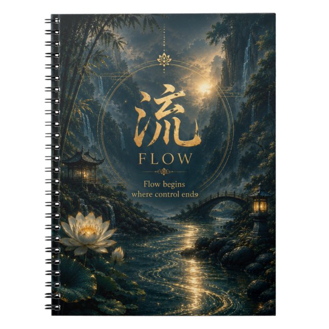 Chinese Character 流 Flow (Liú)  Notebook (Front)