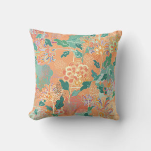 Chinese chrysanthemum: floral orange pattern. cushion