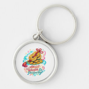 Chinese Coins Lucky Charm Round Keychain   Feng Sh
