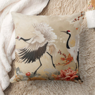 Chinese crane birds cushion