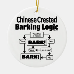Chinese Crested Barking Logic Ceramic Ornament