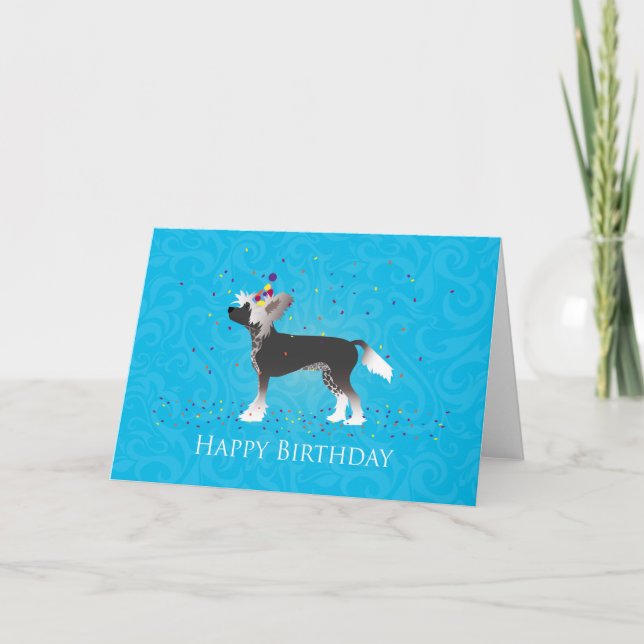 Chinese Crested Birthday Design Card (Front)