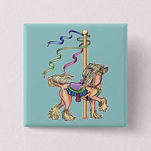 Chinese Crested Carousel 15 Cm Square Badge (Front)