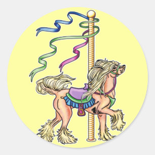 Chinese Crested Carousel Classic Round Sticker