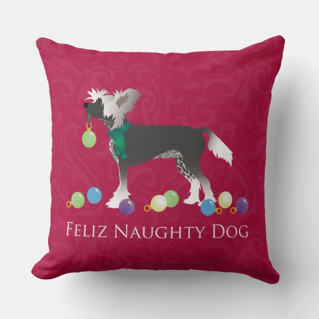 Chinese Crested Christmas Design Cushion (Front)