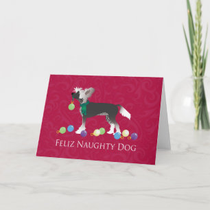 Chinese Crested Christmas Design Holiday Card