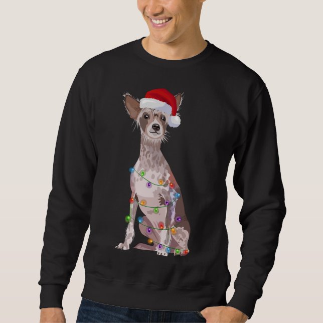 Chinese Crested Christmas Lights Xmas Dog Lover Sweatshirt (Front)