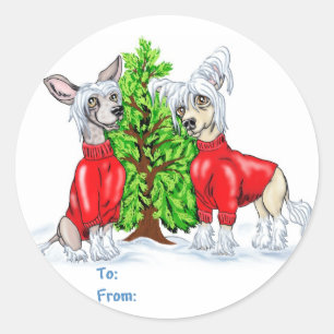 Chinese Crested Christmas Tree Gift Tags