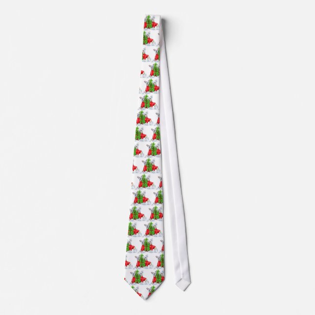 Chinese Crested Christmas Tree Tie (Front)