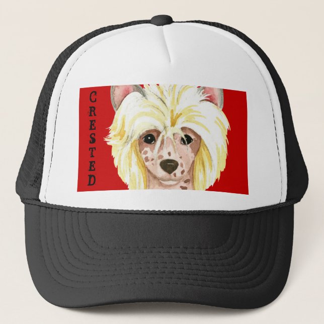 Chinese Crested Color Block Trucker Hat (Front)