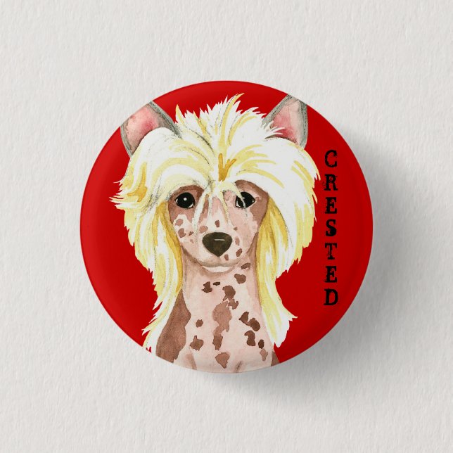 Chinese Crested Colour Block Pinback Button (Front)