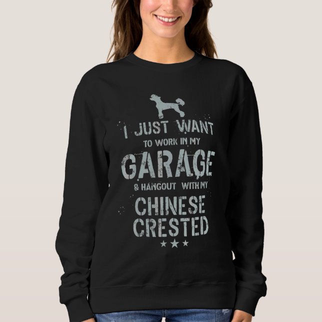 Chinese Crested Dad Garage Men Hang Sweatshirt (Front)