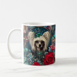 Chinese Crested Dog Floral Art Coffee Mug
