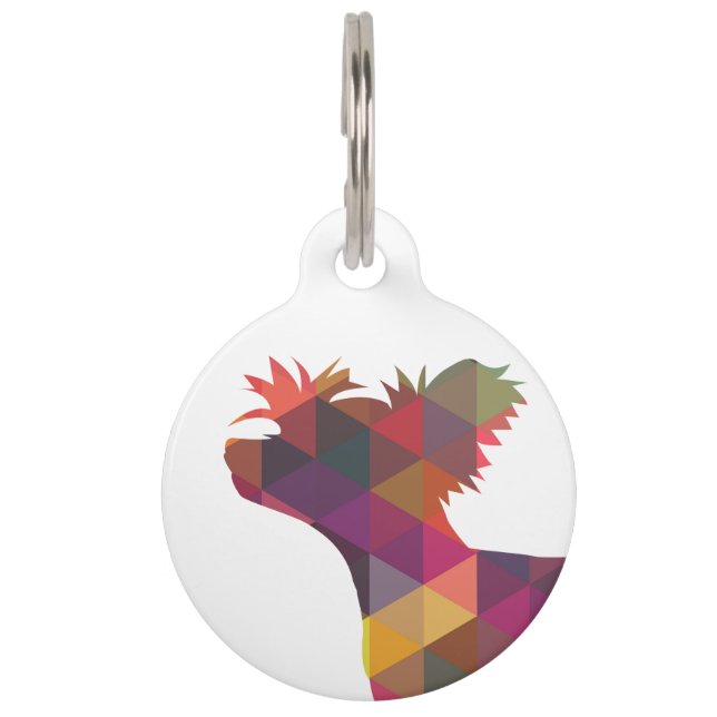 Chinese Crested Dog Geometric Pattern Silhouette Pet Tag (Front)