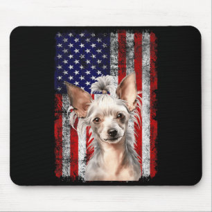 Chinese Crested Dog Lover Flag 4th of July Mouse Pad