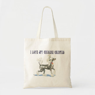 Chinese crested dog Prancing Grey Tote Bag