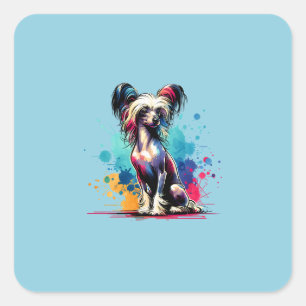 Chinese Crested Dog Square Sticker