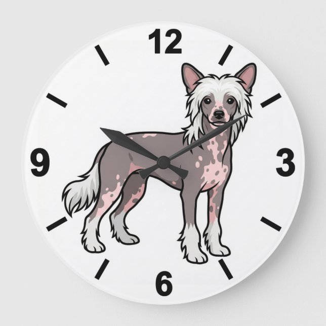 Chinese Crested Dog Wall Clock Unique Pet Decor (Front)
