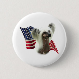 Chinese Crested Flag - Button