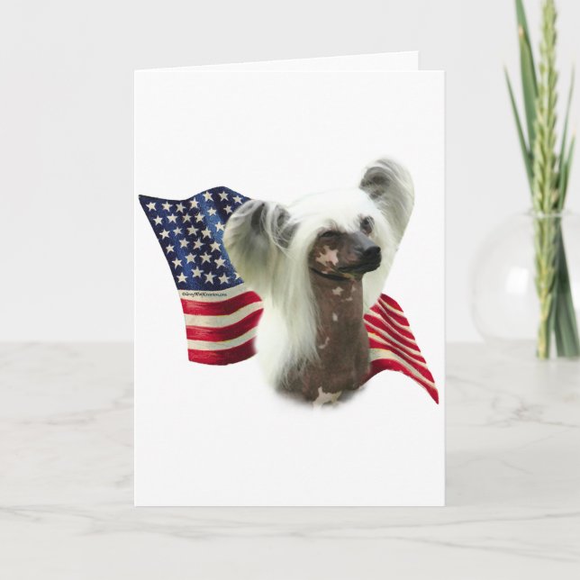 Chinese Crested Flag Holiday Card (Front)