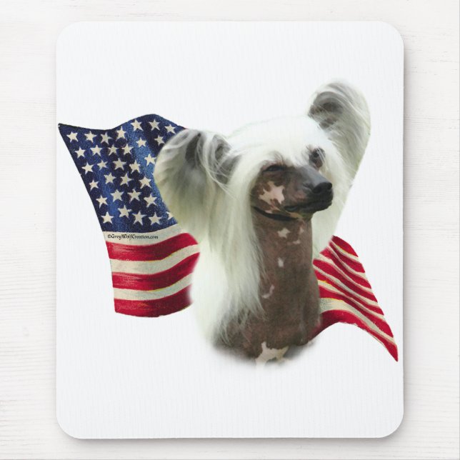 Chinese Crested Flag Mouse Pad (Front)