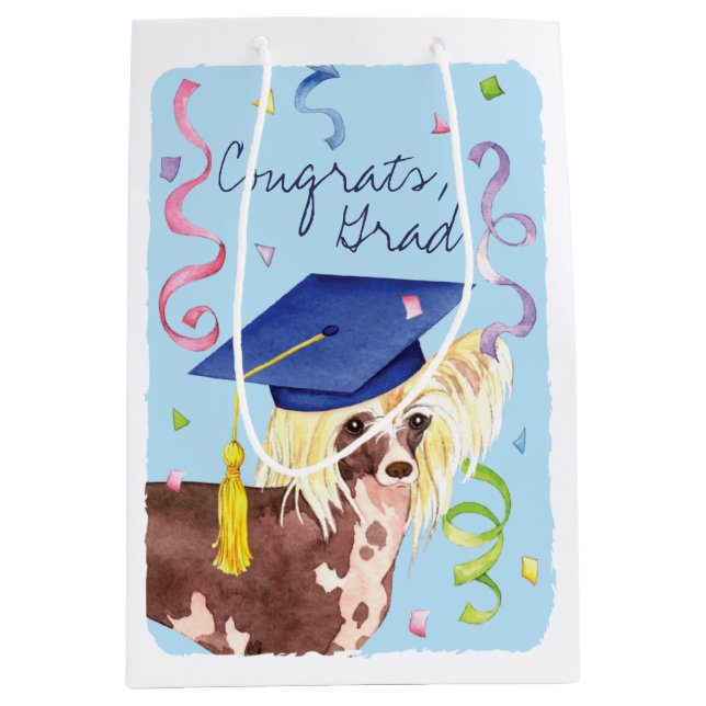 Chinese Crested Graduate Medium Gift Bag (Front)