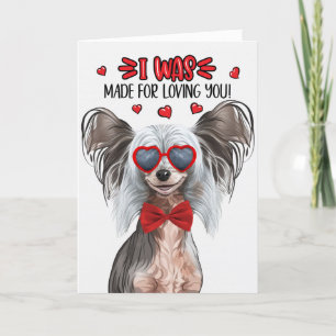Chinese Crested Hairless Dog Loving You Valentine Holiday Card
