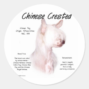 Chinese Crested (hairless) History Design Classic Round Sticker