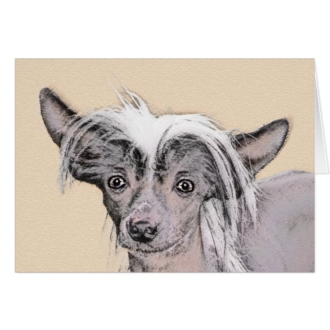 Chinese Crested Hairless Painting Original Dog Art (Front Horizontal)